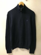 ◆POLO RALPH LAUREN ポロラルフローレン 春物 ハーフジップ コットン ニット シャツ ネイビー サイズXS ゴルフにもおすすめ ポニー刺繍_画像1