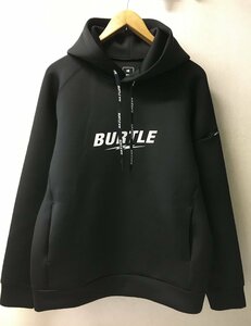 ◆BURTLE バートル ロゴプリント ダンボールニット　ポンチ 良質 プルオーバー パーカー 黒 サイズL 美品　ボンディング