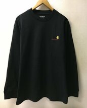 ◆国内正規 carhartt wip カーハート 美品 L/S AMERICAN SCRIPT T SHIRT ロゴ刺繍 ロンT Tシャツ カットソー シャツ 黒 サイズL_画像1