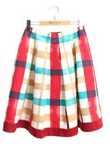 エムズグレイシー Colorful Check Skirt 017116 スカート 38 マルチカラー 水彩チェック プリント フレア ITMC7XFQANTY_画像1