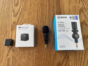 送料込☆BOYA BY-M100プラグインミニチュアマイク/DJI Osmo Action 3.5mm オーディオアダプター