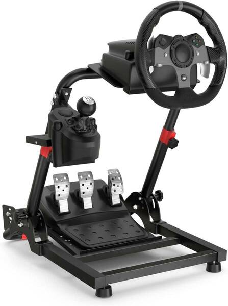 DIWANGUS Racing Wheel Stand 「新型超しっかりしたフレーム」レーシングホイールスタンド 180°調整可能なプラットフォーム・とペダル