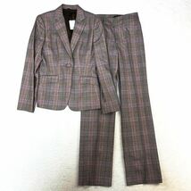 【新品 タグ付】 ANAYI アナイ セットアップスーツ パンツスーツ 上下セット チェックスーツ ウール100% レトロ レディース 36サイズ S相当_画像1