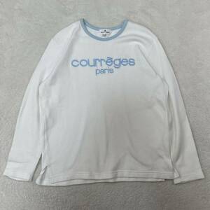 courreges クレージュ ロングTシャツ ロンT スウェットトレーナー コットン100% バイカラー 古着 レディース 3サイズ L〜XL相当