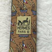 HERMES Paris エルメス パリ ブランドネクタイ 紳士服 パーティー 総柄 ヨット 結婚式 フランス製 シルク100% _画像5