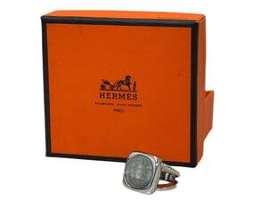 三252☆【中古品】HERMES エルメス コロゾ リング シルバー シェル セリエ 指輪 11号 925 ヴィンテージアクセサリー 保証書なし 箱付☆