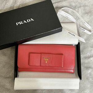 PRADA リボン　長財布　サフィアーノレザー