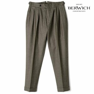 ◆【BERWICH(ベルウィッチ)/秋冬/ウールフランネルグレンチェック柄サイドアジャスター付き2プリーツパンツ(SCOTCH)】[brw2380131-44]