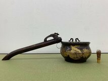 希少品 金谷五郎三郎 特大 銅器 葵の紋 矢立型香炉 田中伊賀守藤原吉次 全長:約77cm 由来書状 箱付 香道具 骨董品 美術品 0095tbgezY_画像2