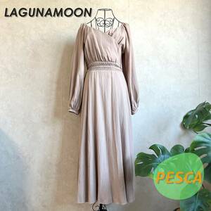 [ new goods unused tag attaching ]LAGUNAMOON Laguna Moon waist design tuck kashu cool One-piece mocha M 032050302301