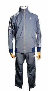 中古◆アディダス デニム風ジャージセットアップM◆adidas 3ライントレーニングウエア上下セット カレッジネイビー