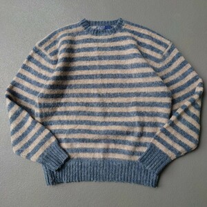 【レア】90年代 ビンテージ ポロラルフローレン ボーダーセーター L-XL位 Polo Ralph Lauren Wool Sweater RRL USA アメリカ古着 メンズ