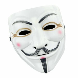 アノニマス 仮面 マスク V for Vendetta ガイフォークス ダンス 仮面舞踏会 パーティー コスプレ 変装 仮装(アイラインホワイト）)