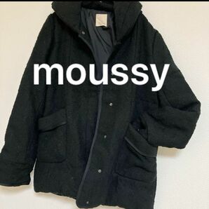 最終セール｜moussy｜マウジー｜黒｜パイピング｜ビッグポケット｜ダウン｜コート｜ジャケット｜M｜ボリューム襟｜ショールカラー