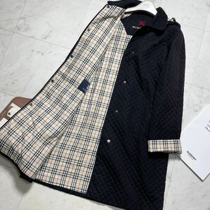 大きいサイズ 美品 バーバリー BURBERRY バーバリーロンドン キルティングコート ロングコート ノバチェック フード ブラック 11号 XLの画像4