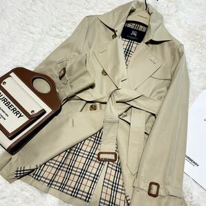 大きいサイズ 美品 BURBERRY バーバリー バーバリーロンドン トレンチコート スプリングコート ノバチェック ベルト付き 通勤 11号 XL 42の画像1