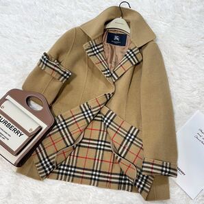 大きいサイズ 美品 バーバリー BURBERRY バーバリーロンドン ウールコート ノバチェック ダブルフェイス カシミヤ混 旅行 11号 XLの画像3