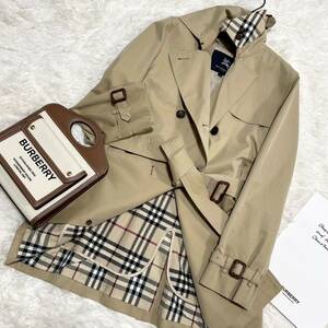 大きいサイズ 美品 バーバリー BURBERRY バーバリーロンドン トレンチコート スプリングコート ウールライナー ハニーベージュ40