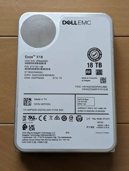 18TB SATA 3.5 HDD Seagate (シーゲイト) Exos X18 ST18000NM002J 内蔵ハードディスク CMR (Helium) 6Gb/s 256MB 7200RPM ②