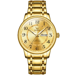OLEVS メンズ 腕時計 2891 高品質 クオーツ ファッション 時計 ステンレス ウォッチ ゴールド
