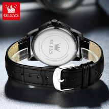 OLEVS メンズ 腕時計 TY716 高品質 クオーツ カジュアル ビジネス 時計 レザー ウォッチ シルバー × ブルー_画像4