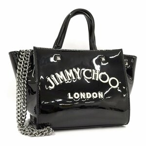 ●ジミーチュウ JIMMY CHOO 2WAY ショルダーバッグ ハンドバッグ エナメル ブラック [Jコレ]yu100/dd