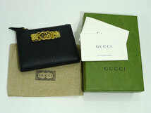 【中古】GUCCI インターロッキングG パイソンボウ コンパクト ウォレット 二つ折り財布 レザー ブラック 750459_画像8