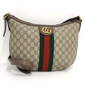 【中古】GUCCI オフィディア GGスモール ショルダーバッグ GGスプリーム PVC ブラウン 598125