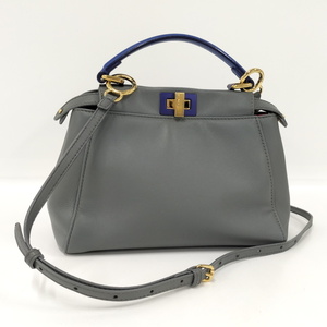 【中古】FENDI ピーカーブーミニ ２WAY ハンドバッグ ショルダーバッグ レザー グレー 88RN244