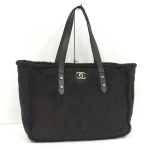 【中古】CHANEL トートバッグ ムートン ブラック