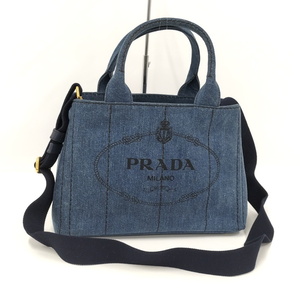 【中古】PRADA 2WAYトートバッグ カナパ デニム ブルー 1BG439