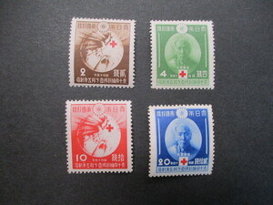 記念切手　39年・赤十字条約75年・4種 　 単片各1枚　　美品