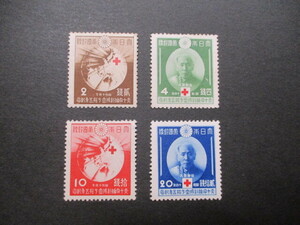 記念切手　39年・赤十字条約75年・4種　　単片各1枚　　糊無し