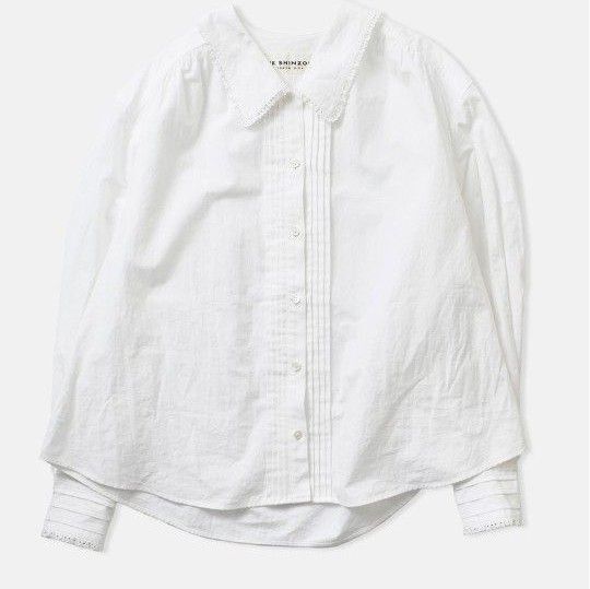 Shinzone シンゾーン コットンリネンチェルシーレースブラウス リネン トップス 長袖フリルシャツ