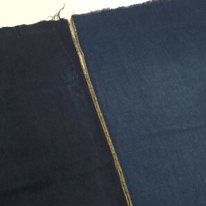 【時代布】藍染め 木綿 無地 3枚 合計約600cm 生地 古布 古裂 アンティーク リメイク素材 A-721の画像9
