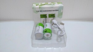 SMARTOOOLS単2形USB充電式リチウム電池1.5V定出力5000mWhCセル（USB Cケーブル付き）2.5H急速充電電池(単2形充電池 x 2個)