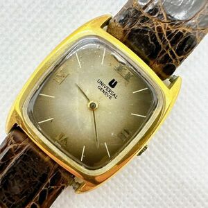 A2403-7-3 1 jpy start manual to coil operation goods universal june-vuUNIVERSAL GENEVE men's wristwatch Gold square 