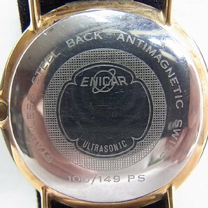 スイス製エニカ手巻き時計旧型1960年代正確な年代は解りませんが：欠点風防：2時の方向ひび割れ有り：文字盤11時~13時の方向に汚れ有の画像5