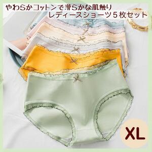 レディースショーツ　まとめ売り　ＸＬ　大きいサイズ　綿　リボン　レース　☆やっぱりショーツは綿がいいという方におすすめ☆匿名配送