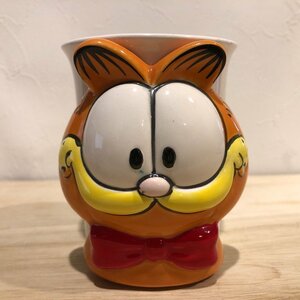 【難あり】ペン立て　小物入れ　ガーフィールド　陶器　Garfield　昭和レトロ　置物　猫　ネコ インテリア オブジェ （管理番号001）