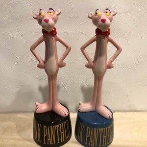 [ large * height approximately 26cm] Pink Panther The Pink Panther savings box 2 piece set together ceramics miscellaneous goods ornament Vintage retro control 001