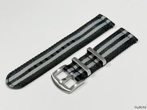  rug width :22mm high quality division NATO strap fabric wristwatch belt black gray for watch band two -ply knitting DBH