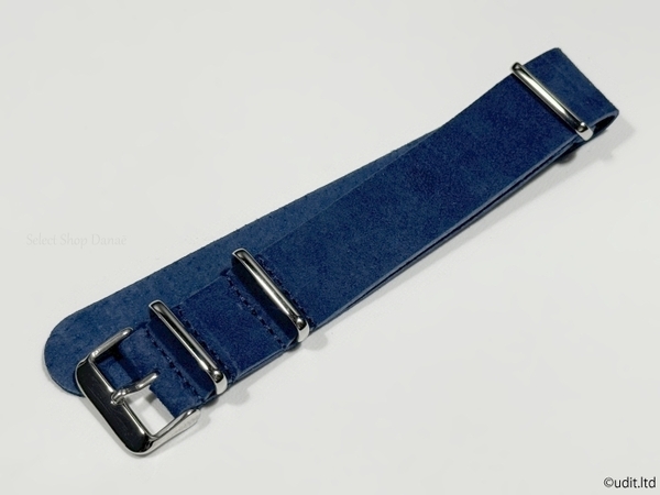 ラグ幅：22ｍｍ ライトスエード NATO ストラップ カラー：ブルー系 ネイビー 腕時計用ベルト レザーベルト 