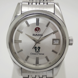 1円～RADO ラドー AT/自動巻 633.3671.4 グリーンホース シルバー文字盤 デイト メンズ腕時計 中古美品 送料無料！！