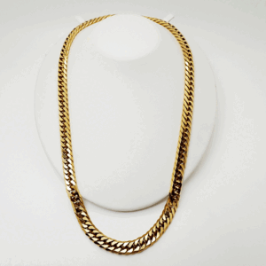 K18 flat necklace 6 surface double 60cm 200g ( real weight 201.0g) K18YG W6 surface yellow gold ki partition necklace used free shipping 