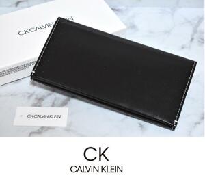 【送料無料】新品 CK カルバンクライン ドーバー 牛革 長財布 878604 定価16500円 イケテイ IKETEI ブラック ◆