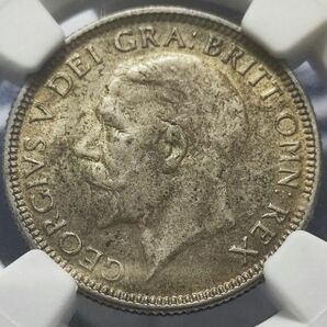 【MS62】NGC　イギリス　１シリング1928　ジョージ5世と王冠　ステータント・ガーダントの獅子　銀貨　N社準最高鑑定