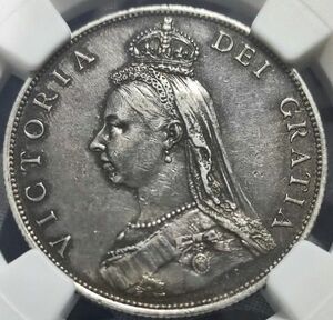 【AU55】NGC 1887　イギリス(英国) ヴィクトリア　ジュビリー ダブルフローリン　銀貨　レア　極めて希少