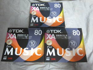 TDK　CD-R　XA80 10枚入り×３箱（30枚）音楽用　80分収録　日本製　未開封　タフネスコート　ゴールド