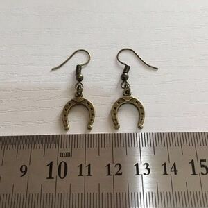  horse riding horseshoe earrings bronze new goods 